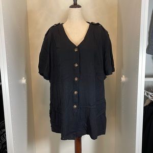 J.W. Treci Black Button Down Shirt Size 2X